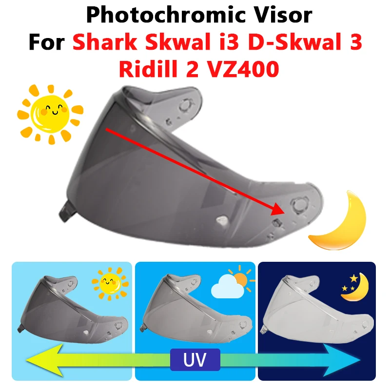 Skwal i3 replace photochromic Visor For Shark D-Skwal 3 Ridill 2 VZ400 casco de moto Helmet Anti-UV replacement lens glasses
Skwal i3 replace photochromic Visor For Shark D-Skwal 3 Ridill 2 VZ400 casco de moto Helmet Anti-UV replacement lens glasses