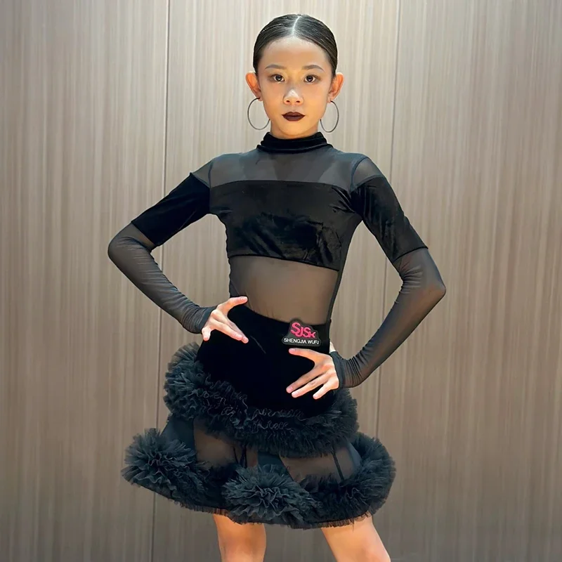 2024 New Girls Latin Dance Dress Black Long Sleeves Fringe Dress Competition Clothing Kids Cha Cha Dance Practice Dress BL12003
2024 New Girls Latin Dance Dress Black Long Sleeves Fringe Dress Competition Clothing Kids Cha Cha Dance Practice Dress BL12003