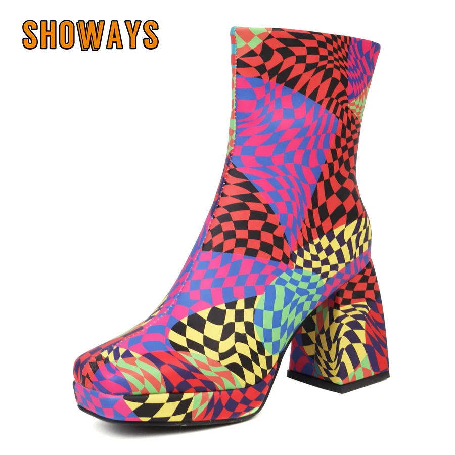 Purple Checkered Pattern Platform Ankle Boots Women Square Toe High Chunky Heels Black Blue Winter Lady Zipper Plush Short Boots
Purple Checkered Pattern Platform Ankle Boots Women Square Toe High Chunky Heels Black Blue Winter Lady Zipper Plush Short Boots