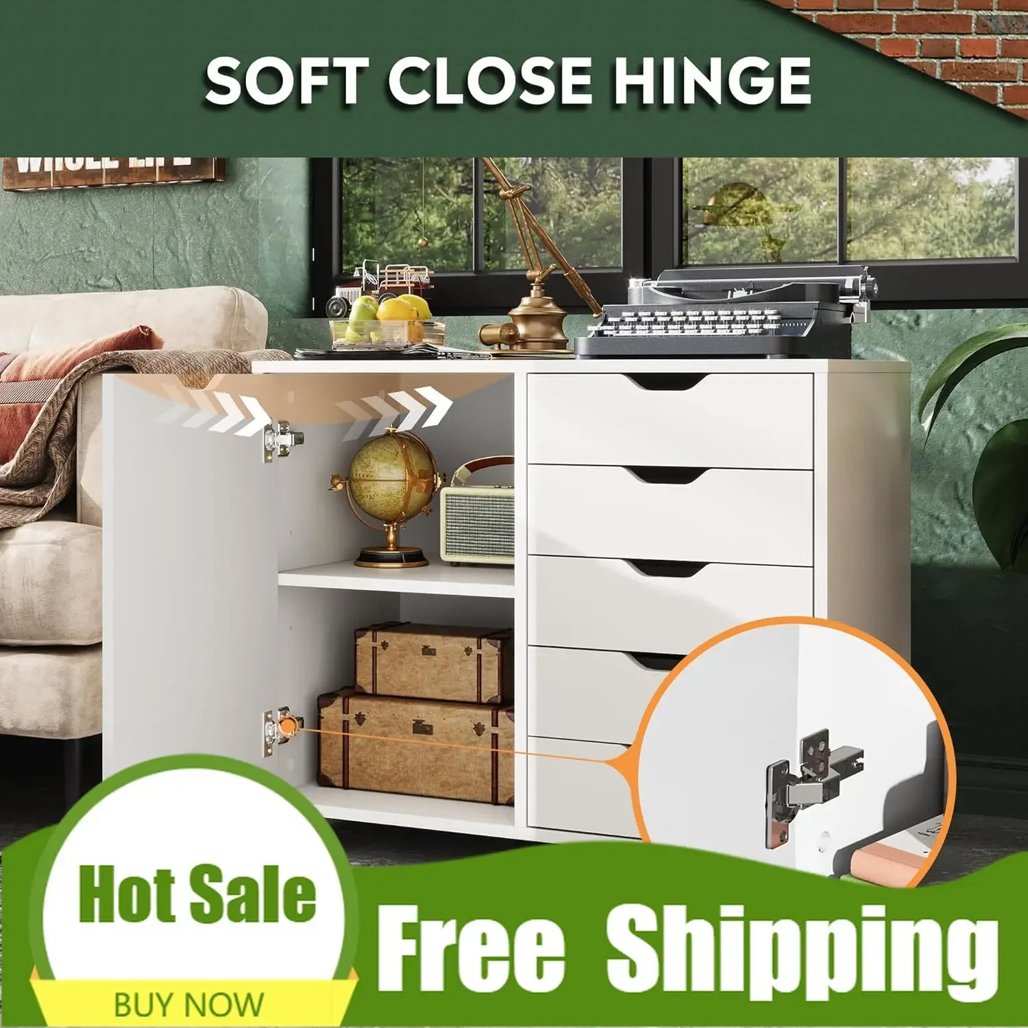 Деревянный комод премиум-класса с 5 ящиками и дверцей, мобильный шкаф для хранения вещей, подставка для принтера для домашнего офиса
Деревянный комод премиум-класса с 5 ящиками и дверцей, мобильный шкаф для хранения вещей, подставка для принтера для домашнего офиса