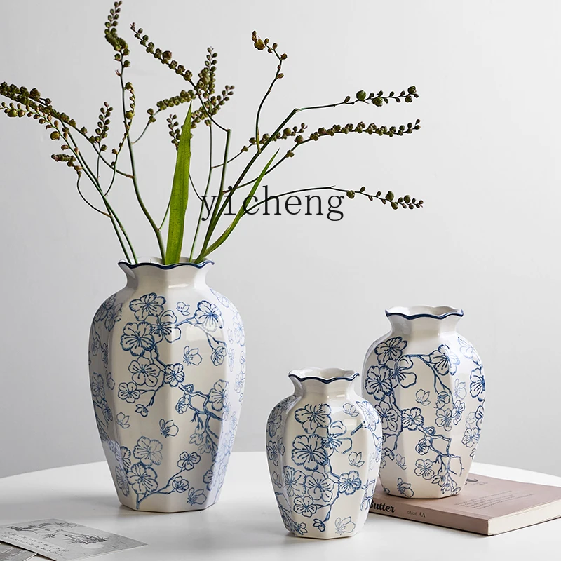 TWR blue and white porcelain ceramic vase water raising green plant rose flower ornament living room
TWR blue and white porcelain ceramic vase water raising green plant rose flower ornament living room