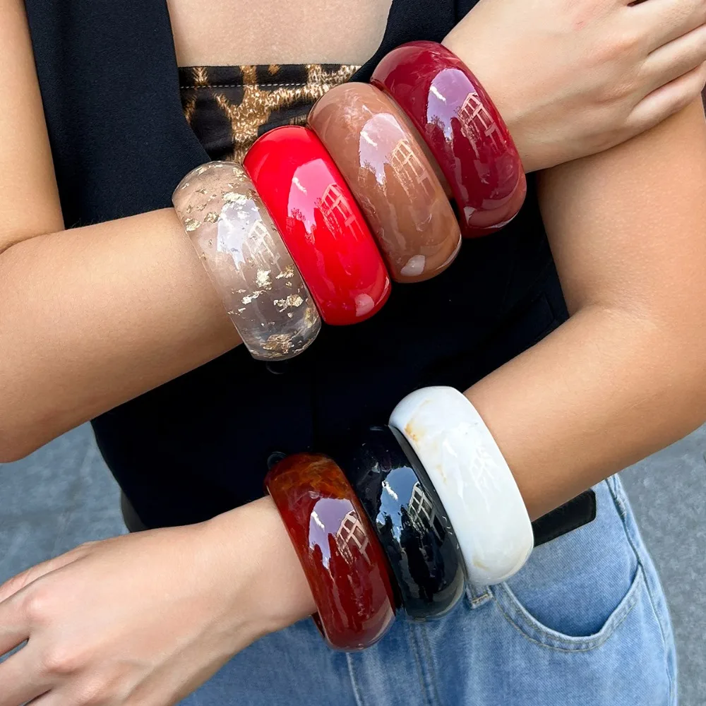Vintage Large Acrylic Bangles Bohemian Hand Ring Wide Chunky Bangles Punk Colorful Geometric Charm Bracelets
Vintage Large Acrylic Bangles Bohemian Hand Ring Wide Chunky Bangles Punk Colorful Geometric Charm Bracelets