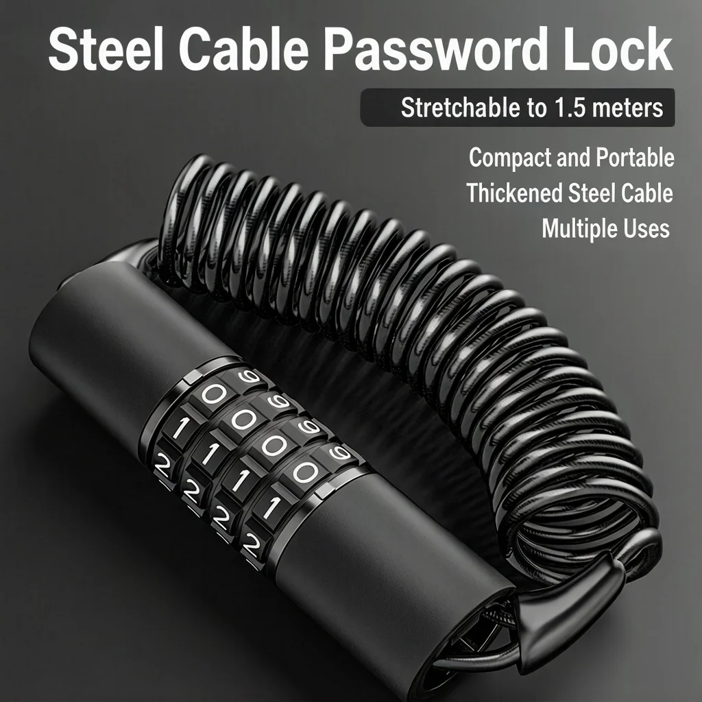 Steel Cable Helmet Lock for Bikes & Motorcycles – Anti-Theft Combination Chain Lock for Mountain Bikes, Motorcycles, and Luggage
Steel Cable Helmet Lock for Bikes & Motorcycles – Anti-Theft Combination Chain Lock for Mountain Bikes, Motorcycles, and Luggage