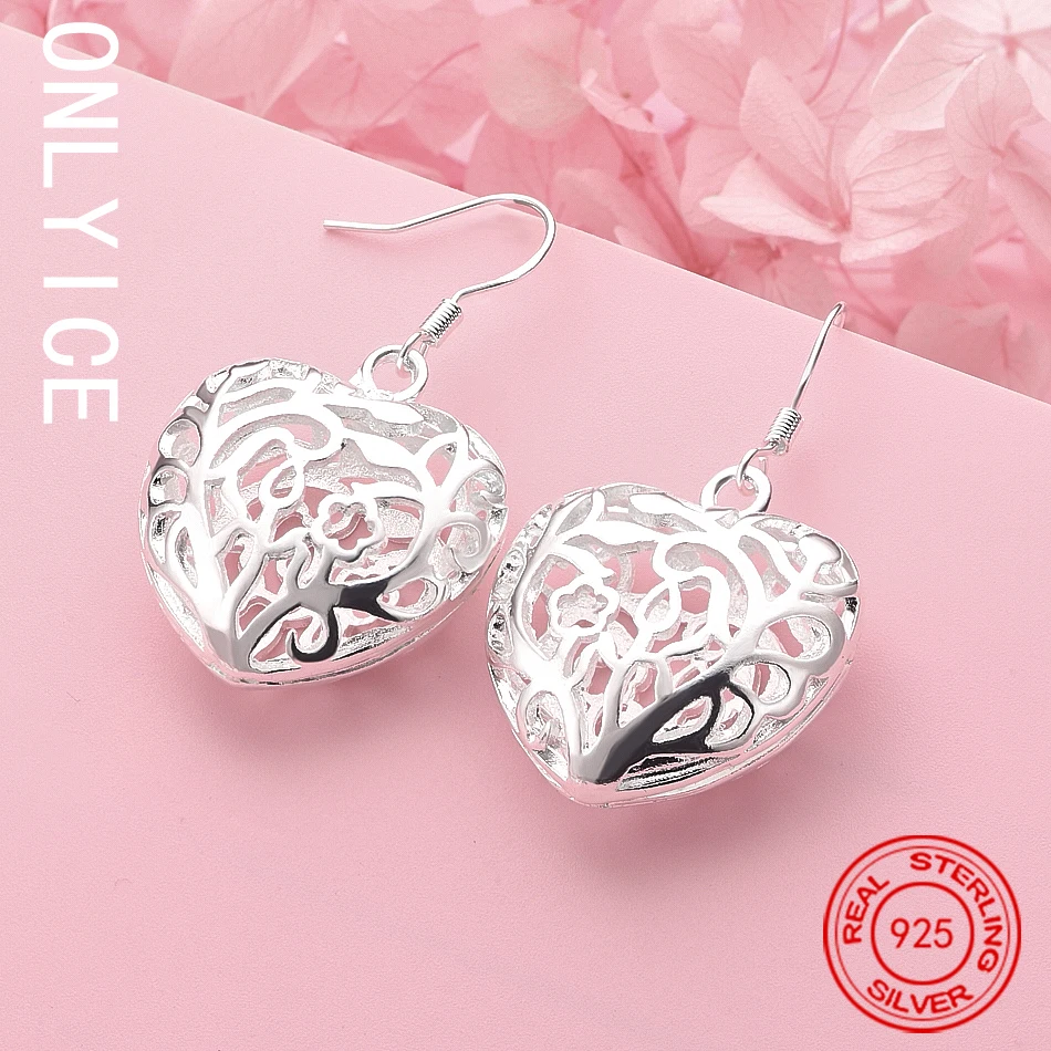 Charms 925 Sterling Silver Beautiful Romantic Hollow Heart Earrings For Women Fashion Wedding Party Noble Jewelry Holiday Gifts
Charms 925 Sterling Silver Beautiful Romantic Hollow Heart Earrings For Women Fashion Wedding Party Noble Jewelry Holiday Gifts