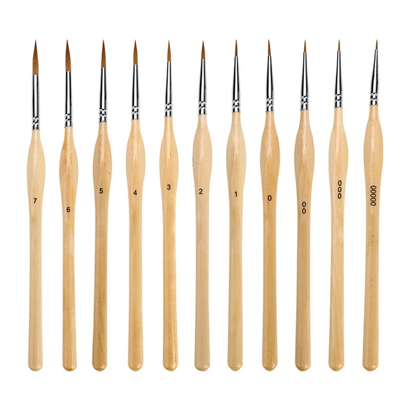 11Pcs Miniature Detail Brush Nylon Hair Paint Brush For Oil, Acrylic, Watercolor And Gouache
11Pcs Miniature Detail Brush Nylon Hair Paint Brush For Oil, Acrylic, Watercolor And Gouache