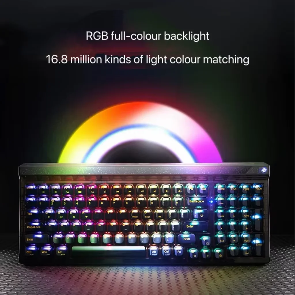 GM980 Starry Black 3-mode Mechanical Keyboard with Hot Swap Gasket Structure, 98 Arrangement, Transparent Customization
GM980 Starry Black 3-mode Mechanical Keyboard with Hot Swap Gasket Structure, 98 Arrangement, Transparent Customization