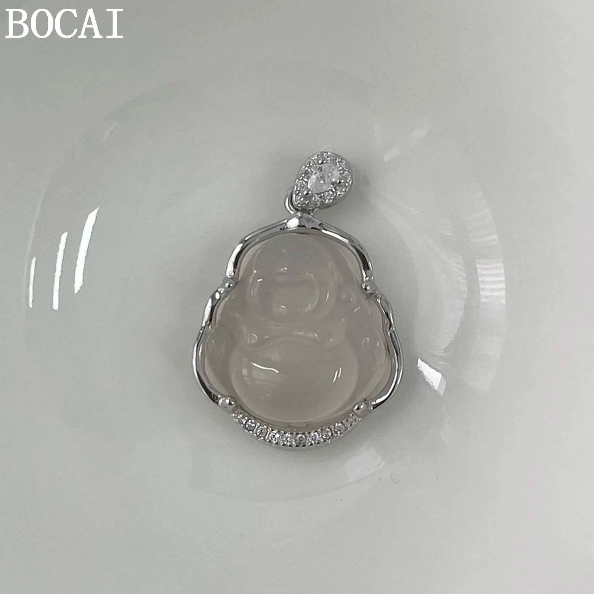 BOCAI New S925 Pure Silver Jewelry with Jade Maitreya Buddha Pendant Selected Gift for Women
BOCAI New S925 Pure Silver Jewelry with Jade Maitreya Buddha Pendant Selected Gift for Women