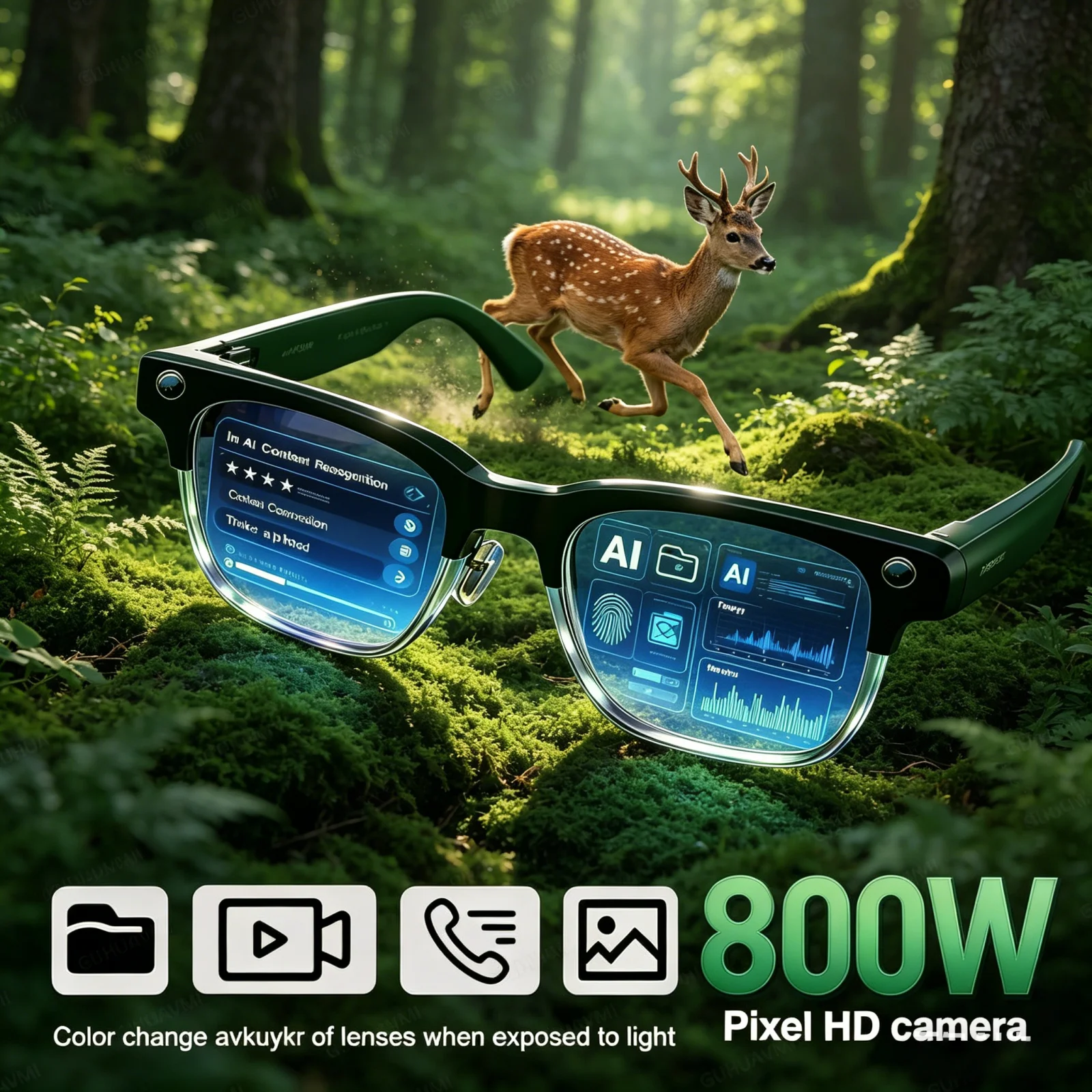 Hot Sale AI Smart Glasses New 800W Pixel Camera Video Recording AI Photo Recognition Bluetooth Call Voice Translation
Hot Sale AI Smart Glasses New 800W Pixel Camera Video Recording AI Photo Recognition Bluetooth Call Voice Translation