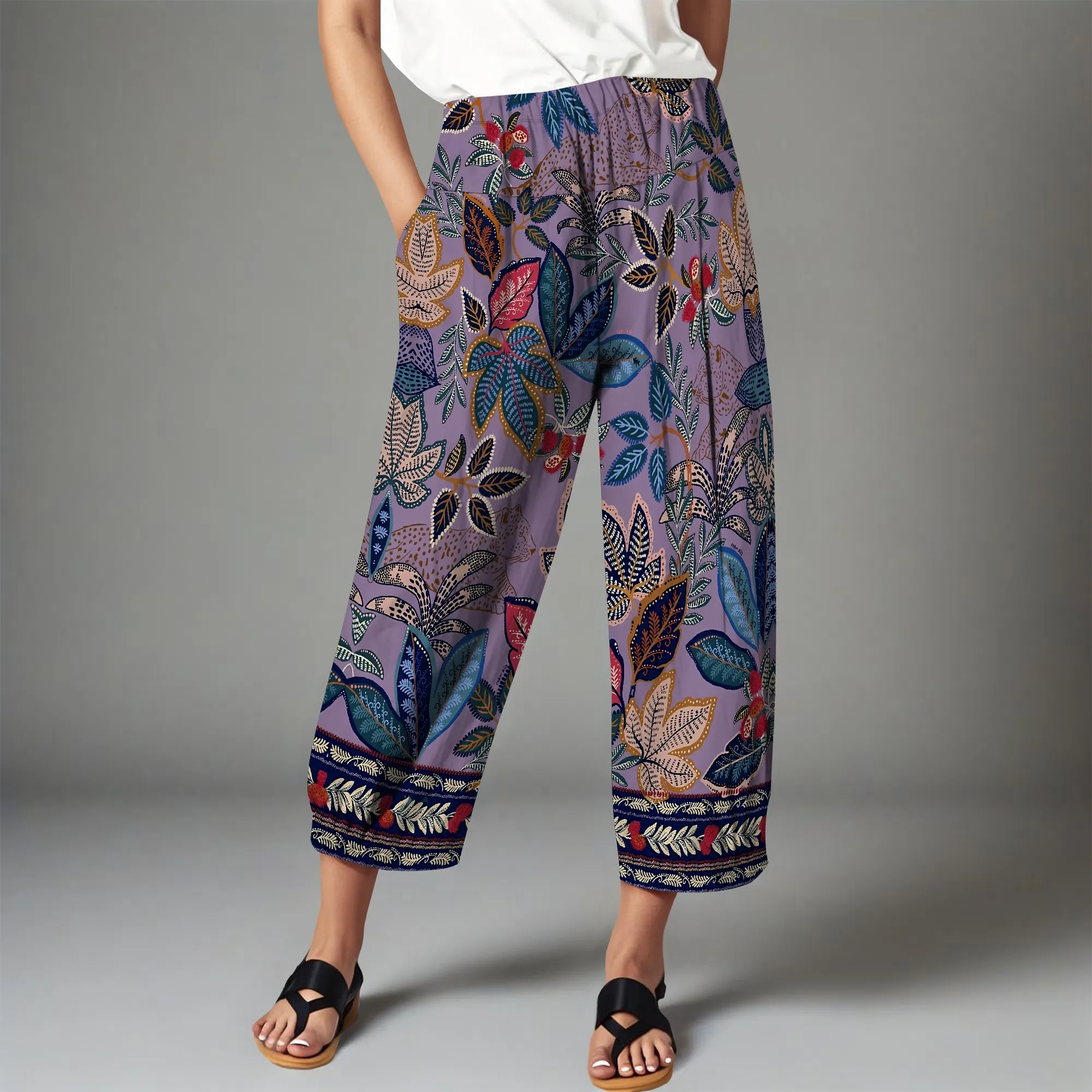 Nupusa Floral Print Pants for Women Regular Size Summer Casual High - Waist Cropped Pants
Nupusa Floral Print Pants for Women Regular Size Summer Casual High - Waist Cropped Pants