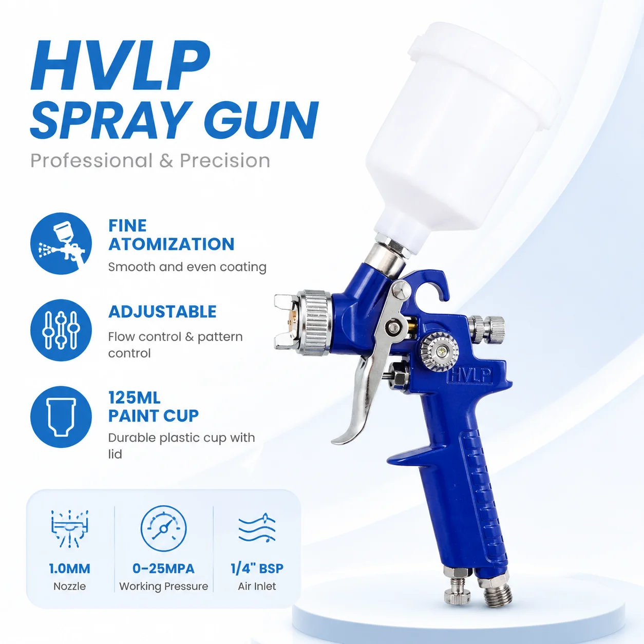 H2000 Mini Pneumatic Spray Gun with 0.5/0.8/1.0mm Nozzles,High Atomization for Auto Touch-up,Handicraft Coloring
H2000 Mini Pneumatic Spray Gun with 0.5/0.8/1.0mm Nozzles,High Atomization for Auto Touch-up,Handicraft Coloring