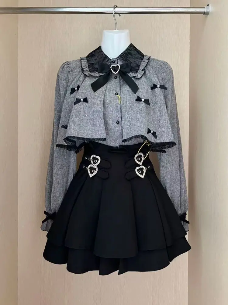 Dark Halloween Bat Long Sleeve Shirt Set Cool Lace Collar Red Top And Bottom Ensemble for Young Women Korean Style
Dark Halloween Bat Long Sleeve Shirt Set Cool Lace Collar Red Top And Bottom Ensemble for Young Women Korean Style
