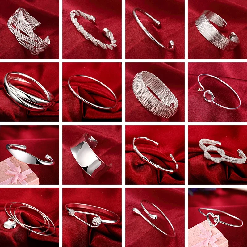 Trendy 925 Sterling Silver Bangles Bracelet Charms Cute Open for Women Fashion Jewelry Adjustment Size Cuff Wedding Party
Trendy 925 Sterling Silver Bangles Bracelet Charms Cute Open for Women Fashion Jewelry Adjustment Size Cuff Wedding Party