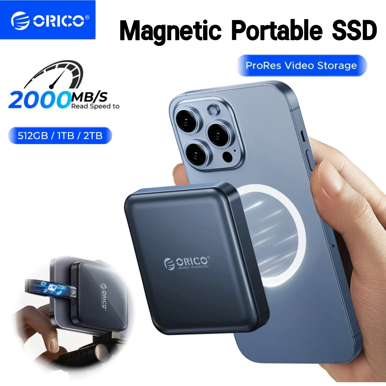 ORICO Magnetic SSD USB3.2 20Gbps Portable SSD 4K ProRes Video Recording SSD for iPhone 15 Pro Series External Solid State Drive
ORICO Magnetic SSD USB3.2 20Gbps Portable SSD 4K ProRes Video Recording SSD for iPhone 15 Pro Series External Solid State Drive