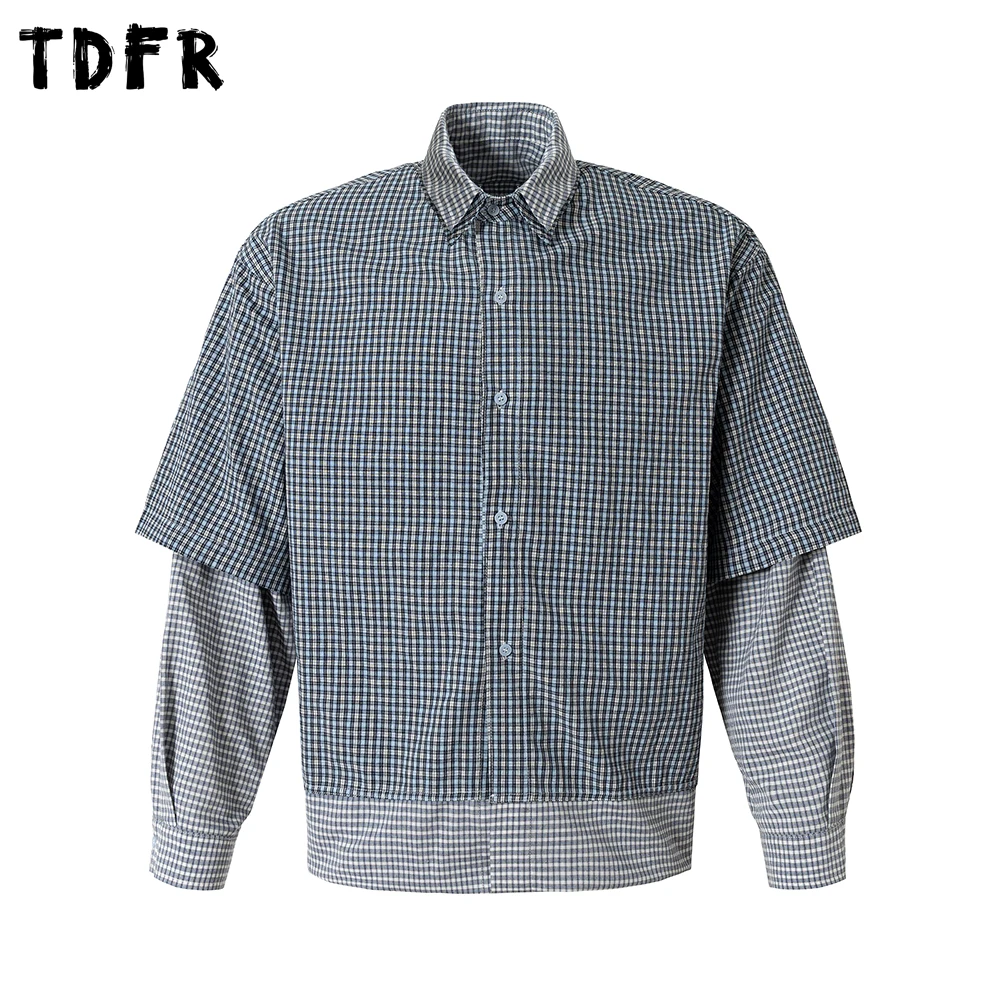 Patchwork Fake two-piece Plaid Shirts Mens Autumn Retro Casual Single Breasted Lapel Long Sleeve Shirts Man
Patchwork Fake two-piece Plaid Shirts Mens Autumn Retro Casual Single Breasted Lapel Long Sleeve Shirts Man