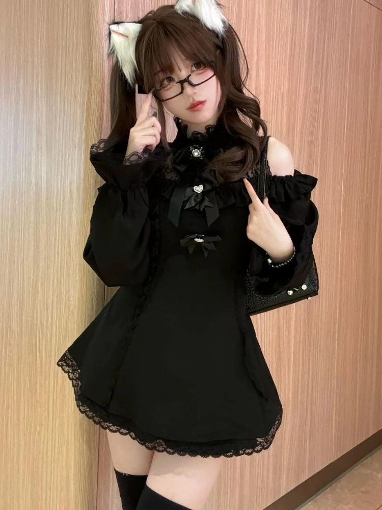 Spring Japanese Retro Black Two Piece Set Women Chic Lace Dress +High Waist Slim Chic Pants New Dark Academia Y2k Lolita Outfits
Spring Japanese Retro Black Two Piece Set Women Chic Lace Dress +High Waist Slim Chic Pants New Dark Academia Y2k Lolita Outfits