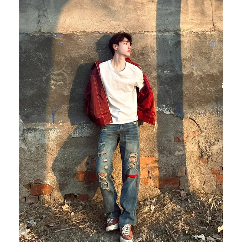 Trendy American High Street Men's Jeans Distressed Vintage Vibe Embroidered Slim Straight Long Pants Youthful Spring Fashion
Trendy American High Street Men's Jeans Distressed Vintage Vibe Embroidered Slim Straight Long Pants Youthful Spring Fashion