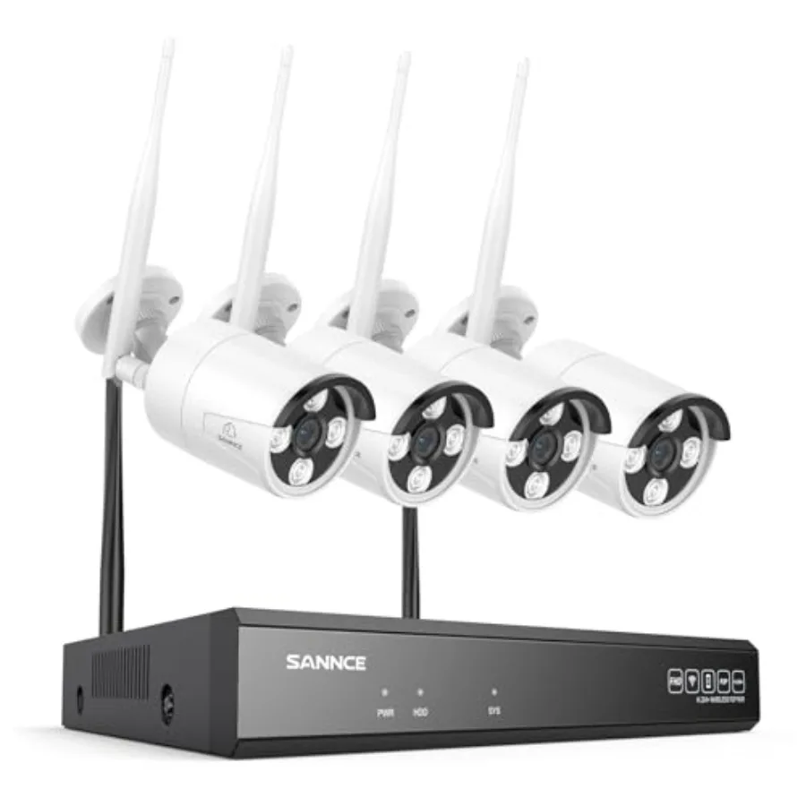 Wireless security camera system for home surveillance: 16CH 8MP NVR with 4×8MP IP66 waterproof outdoor cameras, dual-band WiFi,
Wireless security camera system for home surveillance: 16CH 8MP NVR with 4×8MP IP66 waterproof outdoor cameras, dual-band WiFi,