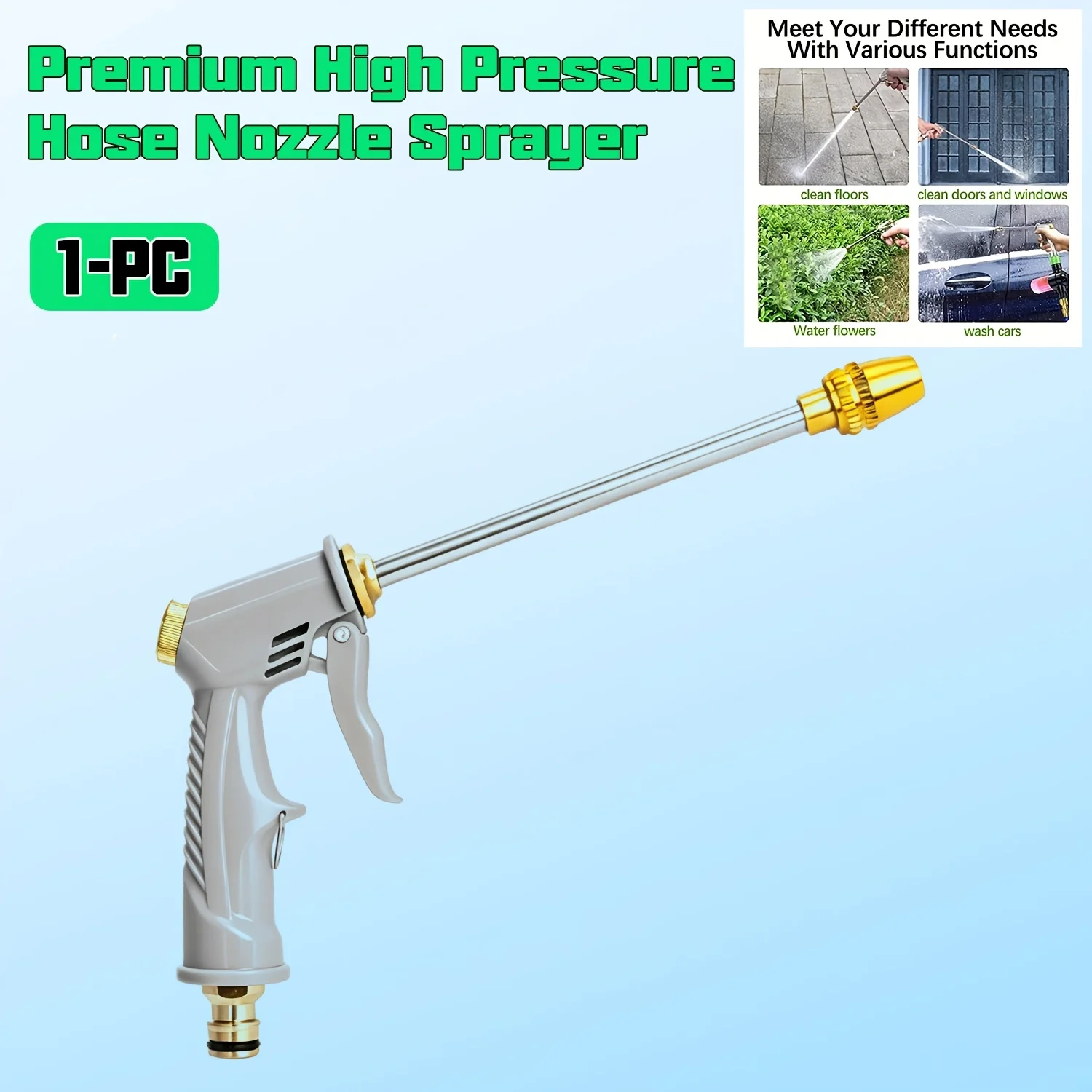 1PC Adjustable High Pressure Spray Gun Leakproof Hand Sprayer Comfort Grip Multi Water Modes Durable Hose Nozzle For Indoor Outd
1PC Adjustable High Pressure Spray Gun Leakproof Hand Sprayer Comfort Grip Multi Water Modes Durable Hose Nozzle For Indoor Outd
