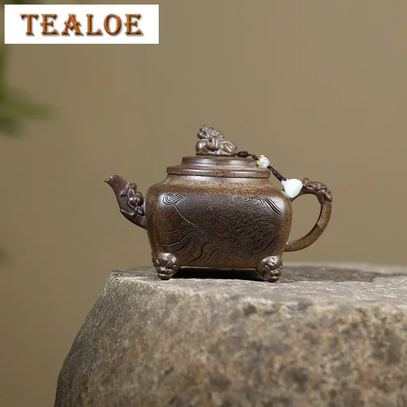 350ml Yixing Purple Clay Teapots Handmade Four-footed Auspicious Beast Pot Raw Ore Agilawood Mud Kettle With Filter Zisha Teaset
350ml Yixing Purple Clay Teapots Handmade Four-footed Auspicious Beast Pot Raw Ore Agilawood Mud Kettle With Filter Zisha Teaset