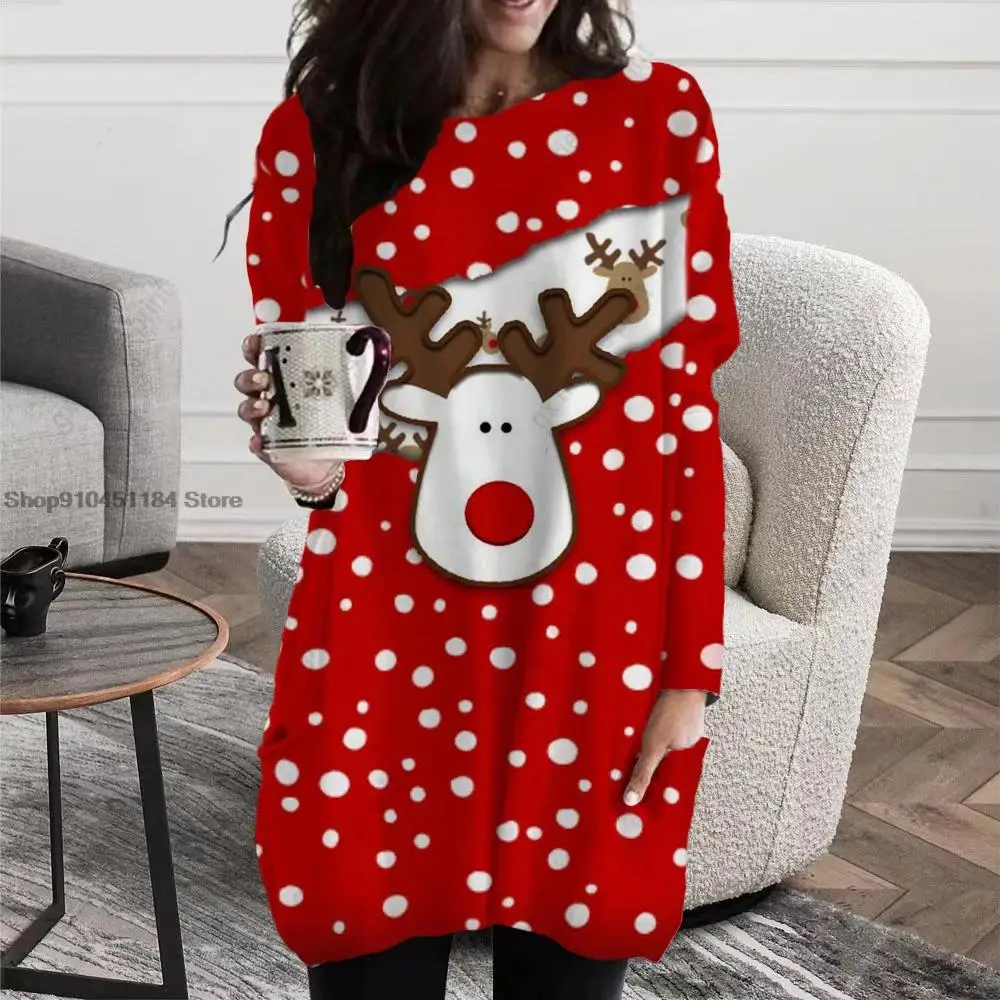 Women Santa Claus Print Long Sleeve T-shirt Autumn Winter Casual Crew Neck Long Sleeve Skirt Fashion Women's Loose Oversized Top
Women Santa Claus Print Long Sleeve T-shirt Autumn Winter Casual Crew Neck Long Sleeve Skirt Fashion Women's Loose Oversized Top