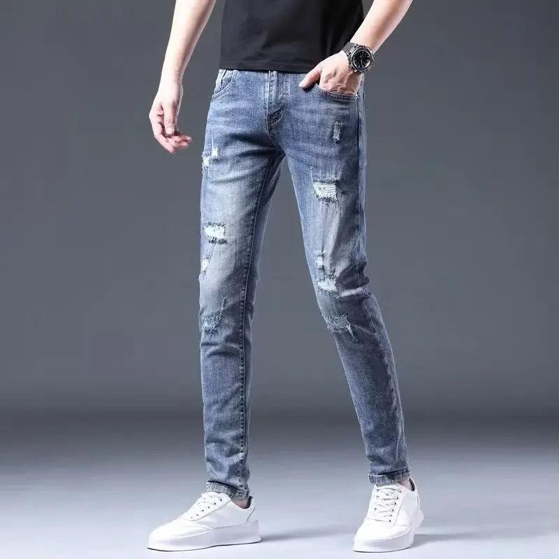 2026 Spring New Men Vintage Ripped Jeans Male Stretch Slim Fit Straight Leg Casual Denim Pants Trend Blue Narrow Leg Trousers
2026 Spring New Men Vintage Ripped Jeans Male Stretch Slim Fit Straight Leg Casual Denim Pants Trend Blue Narrow Leg Trousers