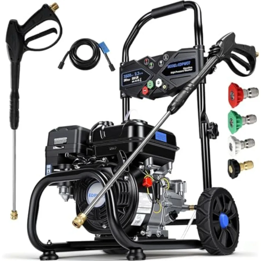 3500PSI Gas Powered Pressure Washer, 209CC/ 2.3GPM/ 7HP/ 4-Stroke Portable Gas Power Washer with 4 Quick Connect Nozzles, 25FT
3500PSI Gas Powered Pressure Washer, 209CC/ 2.3GPM/ 7HP/ 4-Stroke Portable Gas Power Washer with 4 Quick Connect Nozzles, 25FT