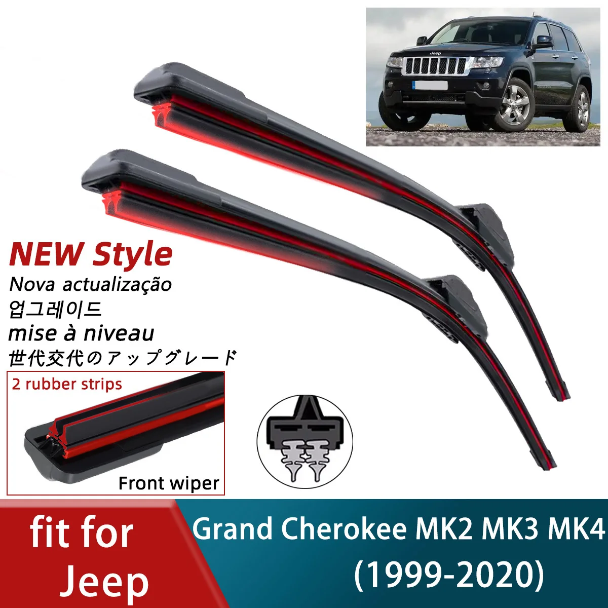 Double Rubber Car Wipers for Jeep Grand Cherokee MK2 MK3 MK4 Front Blades Brushes Cutter Part Accessories Windscreen Wiper Parts
Double Rubber Car Wipers for Jeep Grand Cherokee MK2 MK3 MK4 Front Blades Brushes Cutter Part Accessories Windscreen Wiper Parts