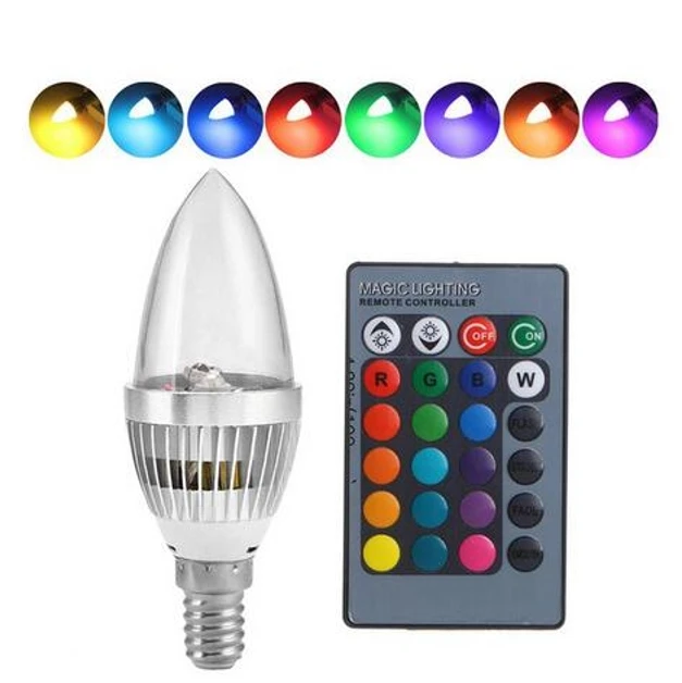 RGB Led Candle Lights E27 E12 E14 3W Led Bulbs Lights 16 Colors Change + 24keys IR Remote Controller
RGB Led Candle Lights E27 E12 E14 3W Led Bulbs Lights 16 Colors Change + 24keys IR Remote Controller