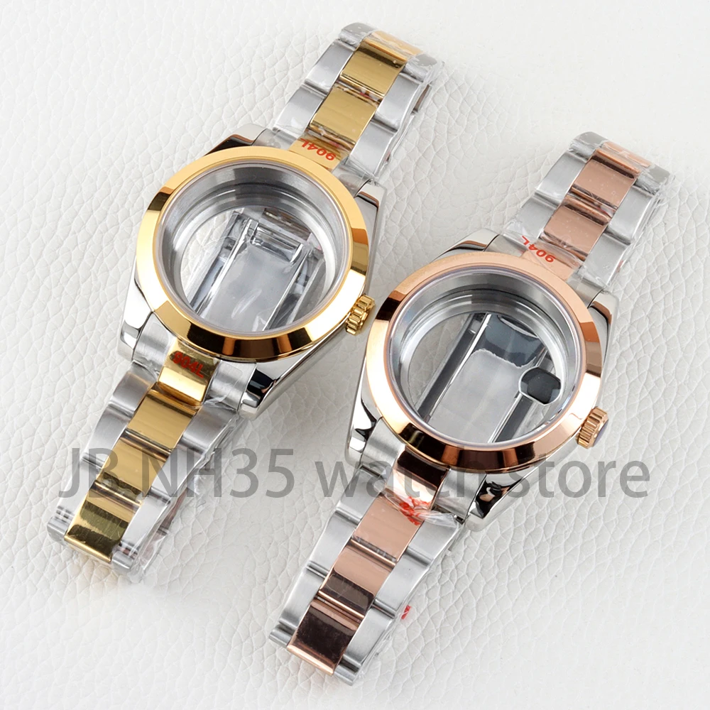 36mm 39mm Watch Case Rose Gold/Gold Sapphire Glass Fit NH36 NH35 Datejust Movement Waterproof Stainless Steel Oyster Bracelet 
36mm 39mm Watch Case Rose Gold/Gold Sapphire Glass Fit NH36 NH35 Datejust Movement Waterproof Stainless Steel Oyster Bracelet