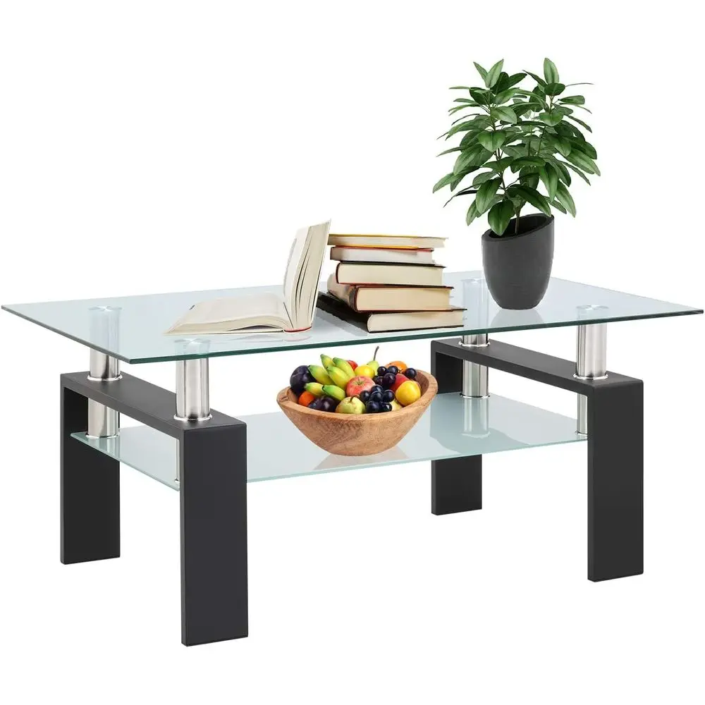Tempered Glass Coee Table, ern Coee Table RecCenter Table W/Black Metal Legs or Living Room urniture with Lower Storage Shel
Tempered Glass Coee Table, ern Coee Table RecCenter Table W/Black Metal Legs or Living Room urniture with Lower Storage Shel