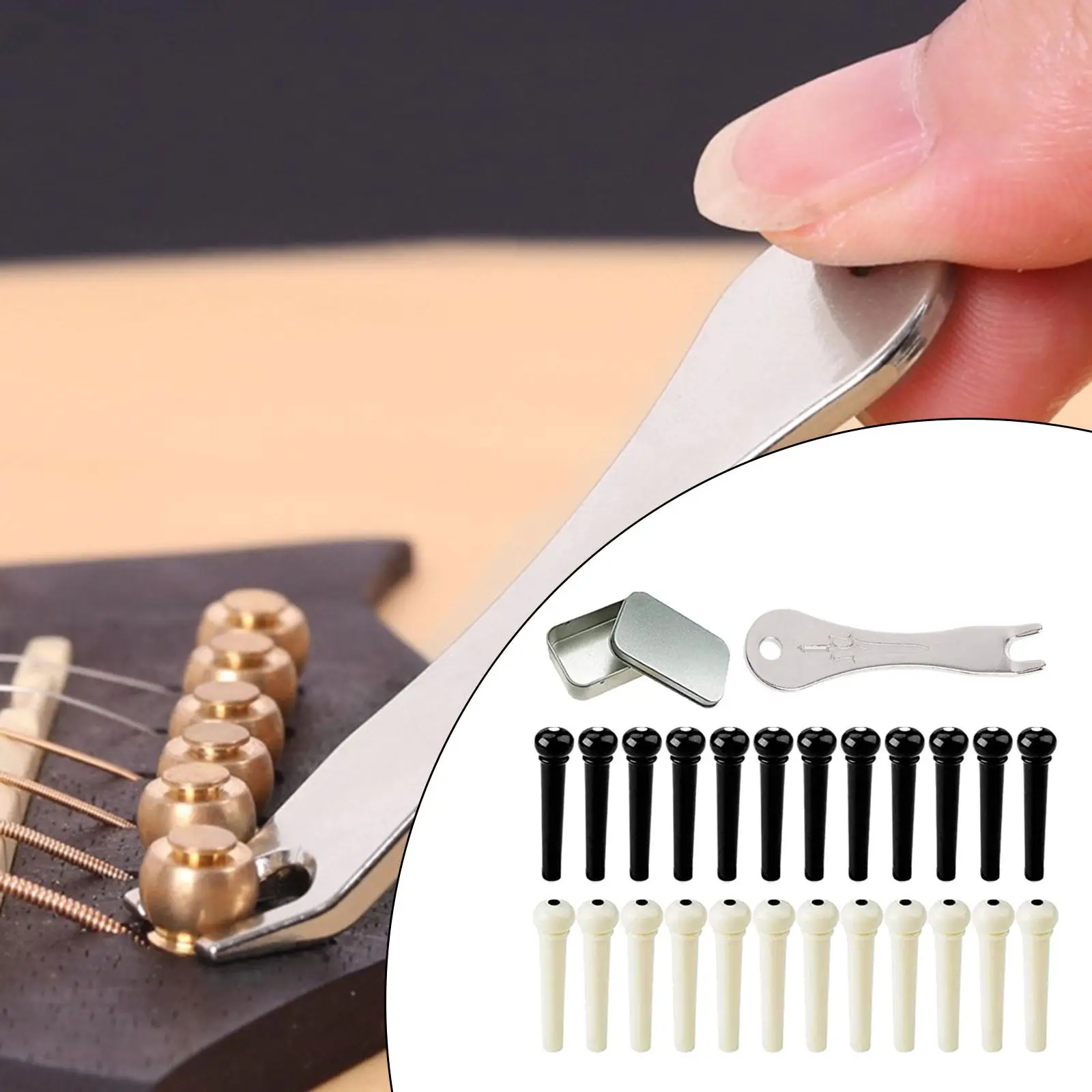 24x Guitar Bridge Pins Portable with Bridge Pin Puller for Classical Guitar
24x Guitar Bridge Pins Portable with Bridge Pin Puller for Classical Guitar