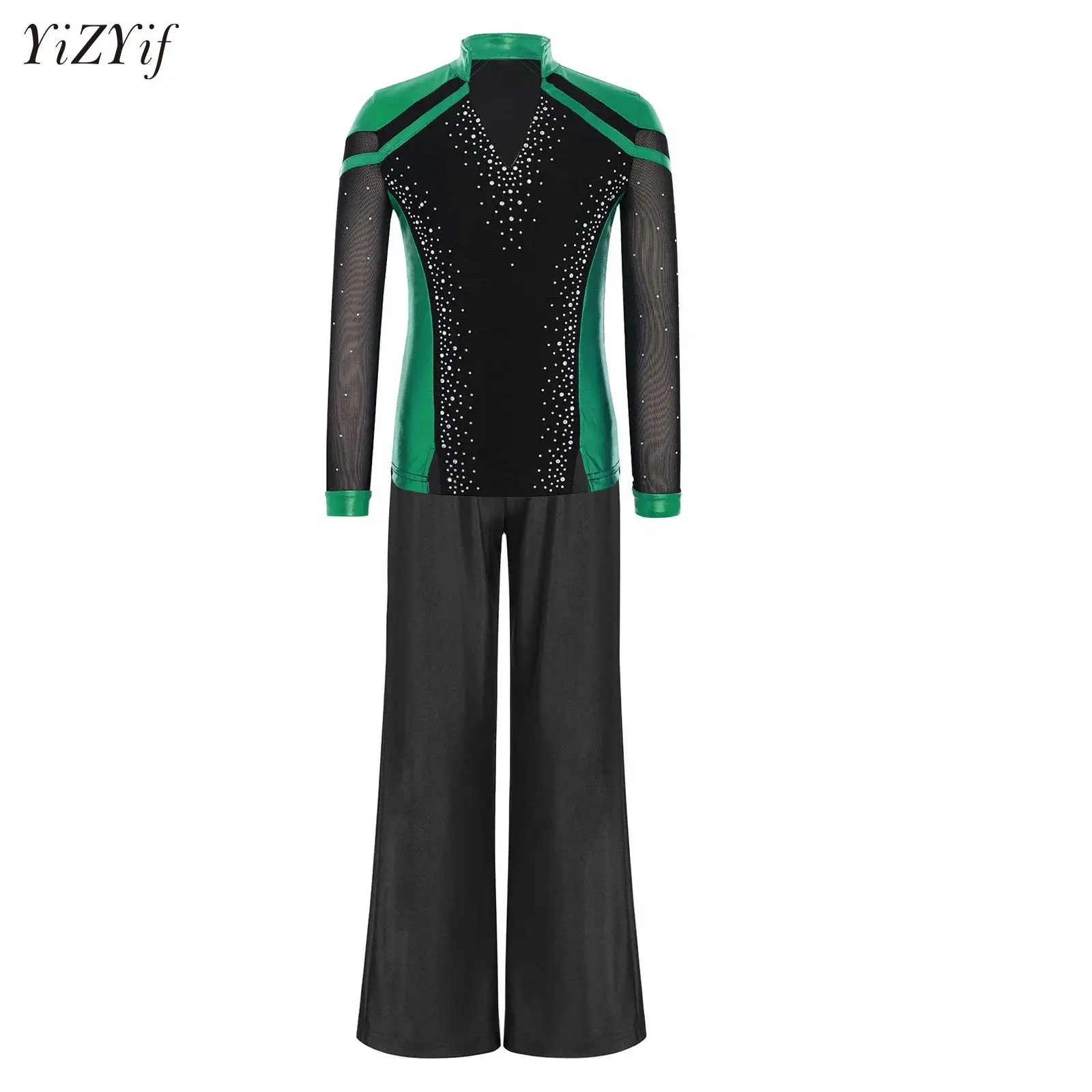 Kids Boys Figure Skating Outfit Long Sleeve Shiny Rhinestones Metallic Acrobatics Skating Top with Pants Ballerina Dance Costume
Kids Boys Figure Skating Outfit Long Sleeve Shiny Rhinestones Metallic Acrobatics Skating Top with Pants Ballerina Dance Costume
