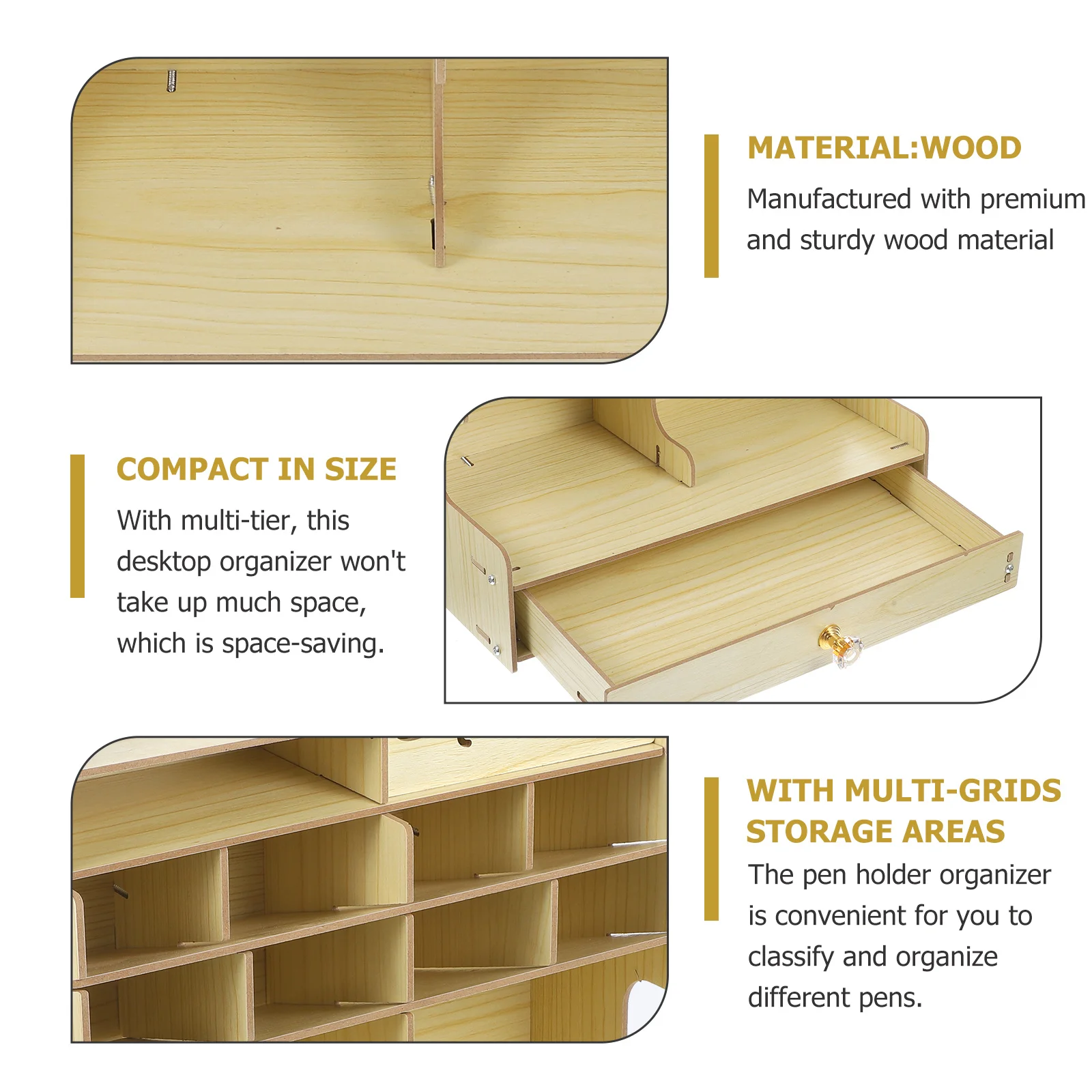 Wood Desk Organizer Multi-Tier Compact Pen Holder Desktop Stationery Storage Box Practical Office Storage Organizer 
Wood Desk Organizer Multi-Tier Compact Pen Holder Desktop Stationery Storage Box Practical Office Storage Organizer