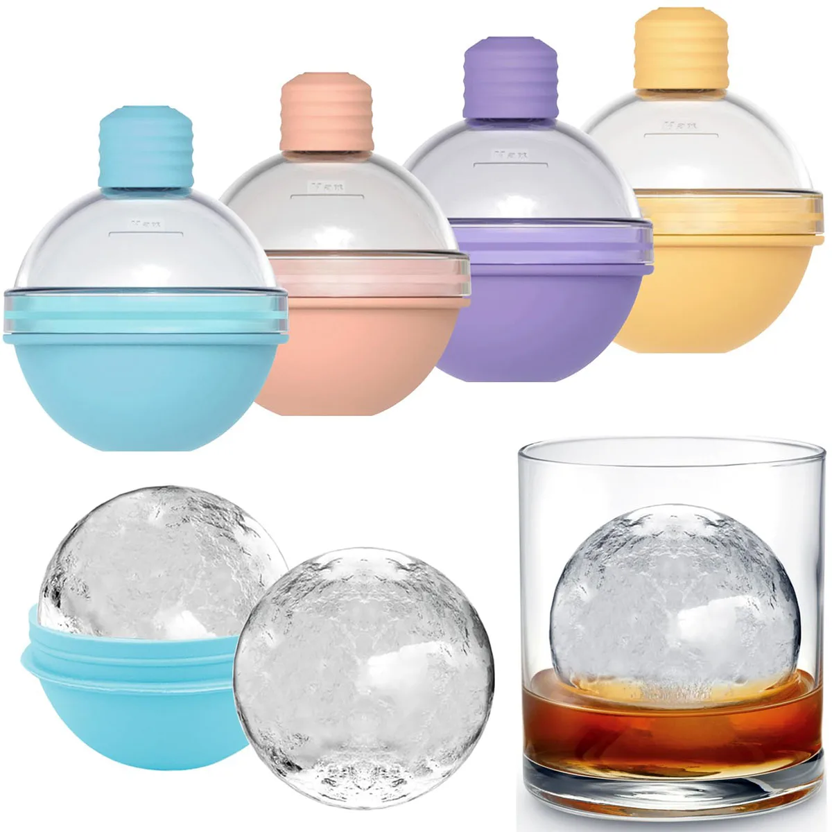 Ice Ball Maker Molds, Round Ice Cube Tray, Sphere Whiskey Ice Mold - 2.5 Inch Round Ice Cube Mold - Large Ice Ball Molds 4 Pack
Ice Ball Maker Molds, Round Ice Cube Tray, Sphere Whiskey Ice Mold - 2.5 Inch Round Ice Cube Mold - Large Ice Ball Molds 4 Pack