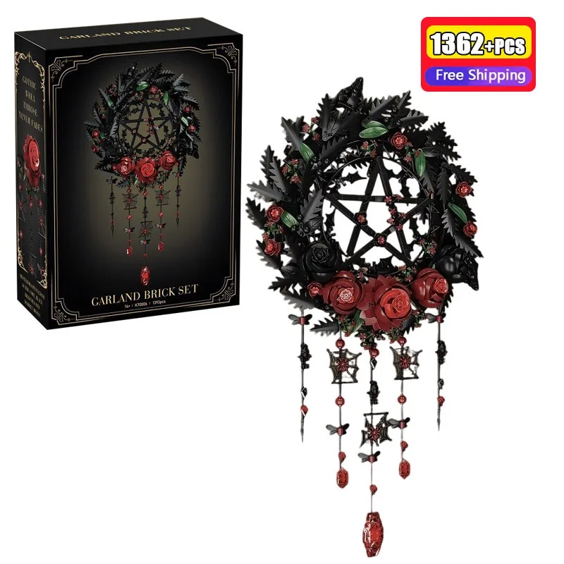 1362Pcs Building Blocks Gothic Garland Pentagram Rose Flower Wreath Model Halloween Dream Catcher Wind Chime Gift Toy
1362Pcs Building Blocks Gothic Garland Pentagram Rose Flower Wreath Model Halloween Dream Catcher Wind Chime Gift Toy