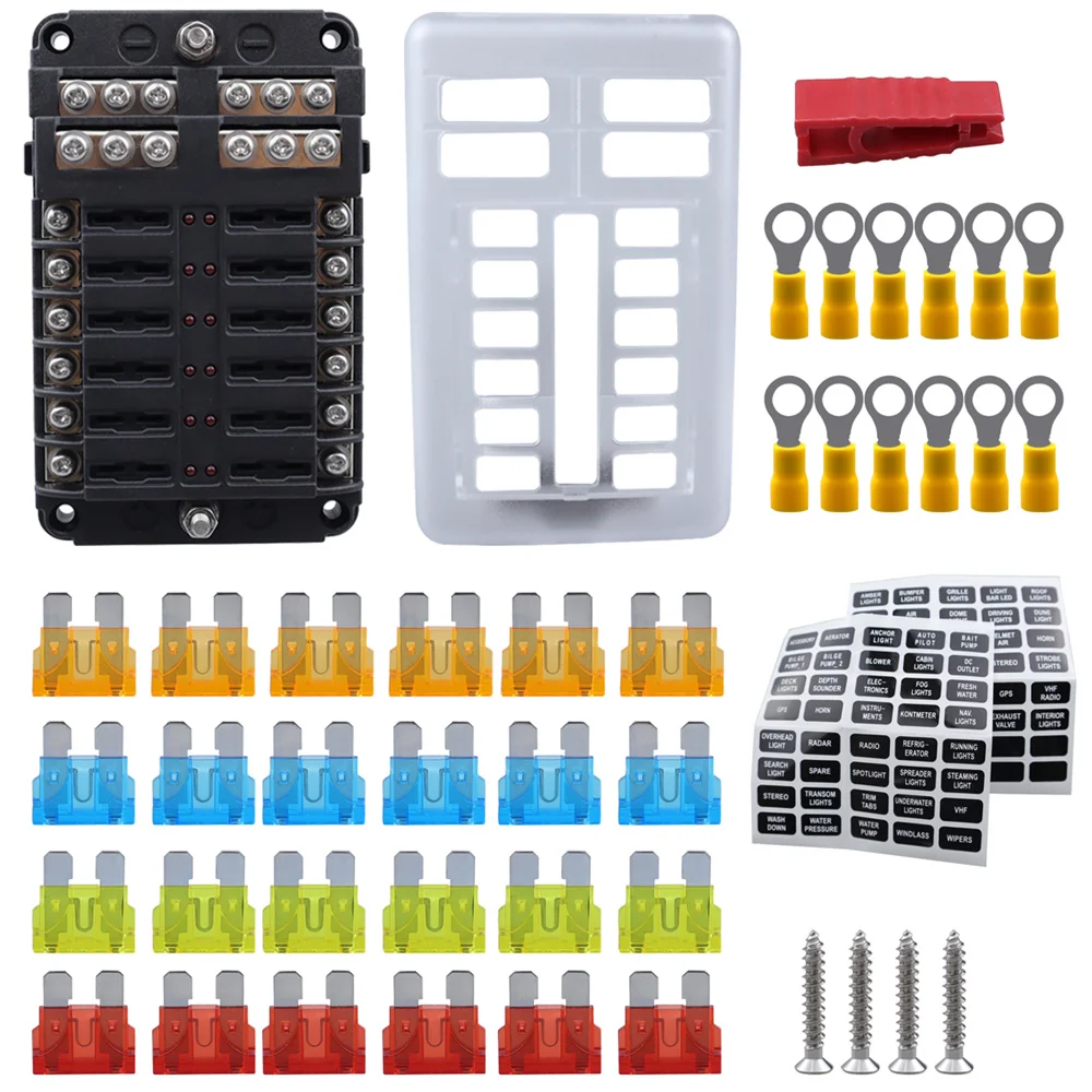 12 Road Auto Fuse Box Insert Screw Wiring Model Positive and Negative with Light RV Bus Accessories
12 Road Auto Fuse Box Insert Screw Wiring Model Positive and Negative with Light RV Bus Accessories