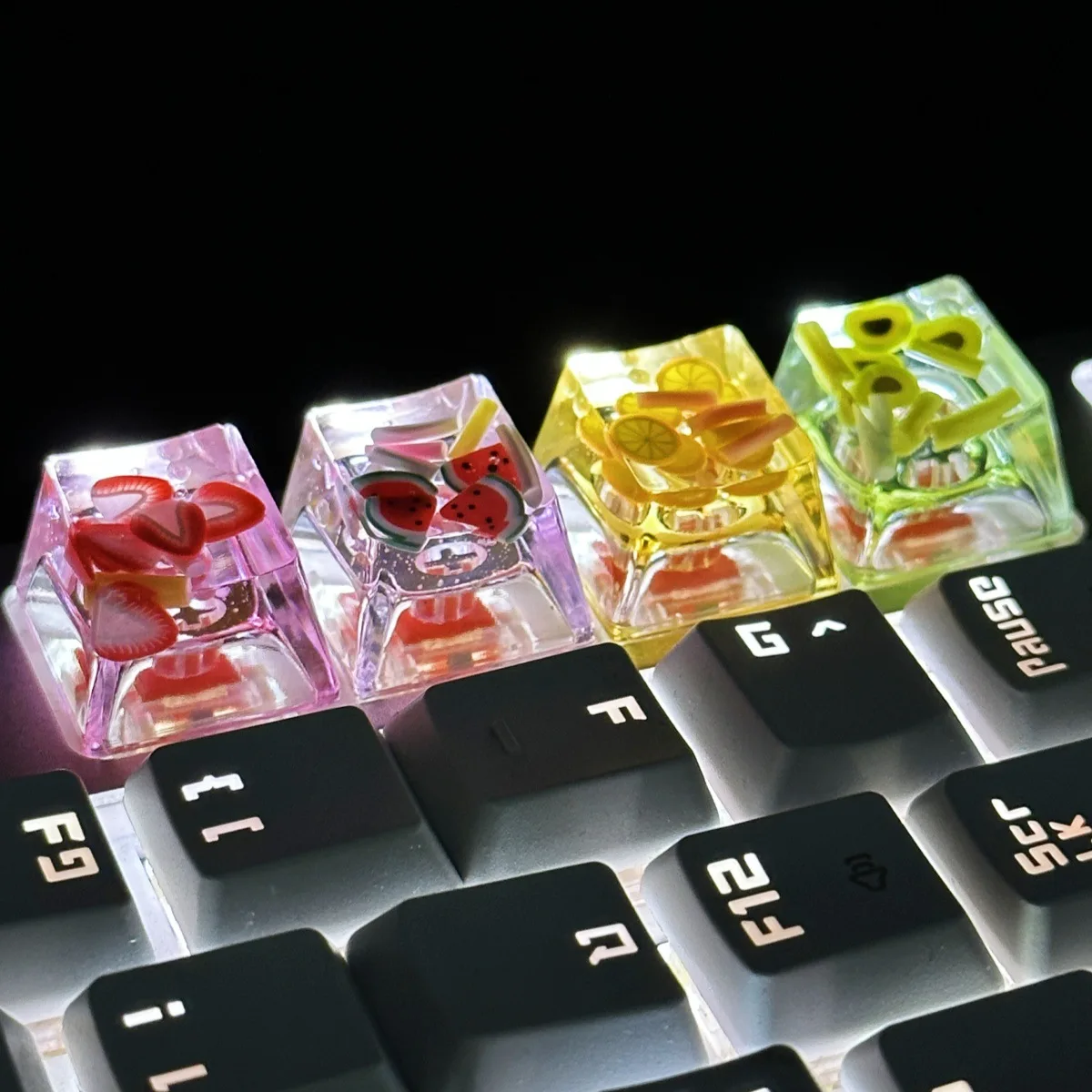 DIY Epoxy Transparent Fruit Keycaps Cute Personalized Cross Axis Mechanical Keyboard Keycaps
DIY Epoxy Transparent Fruit Keycaps Cute Personalized Cross Axis Mechanical Keyboard Keycaps