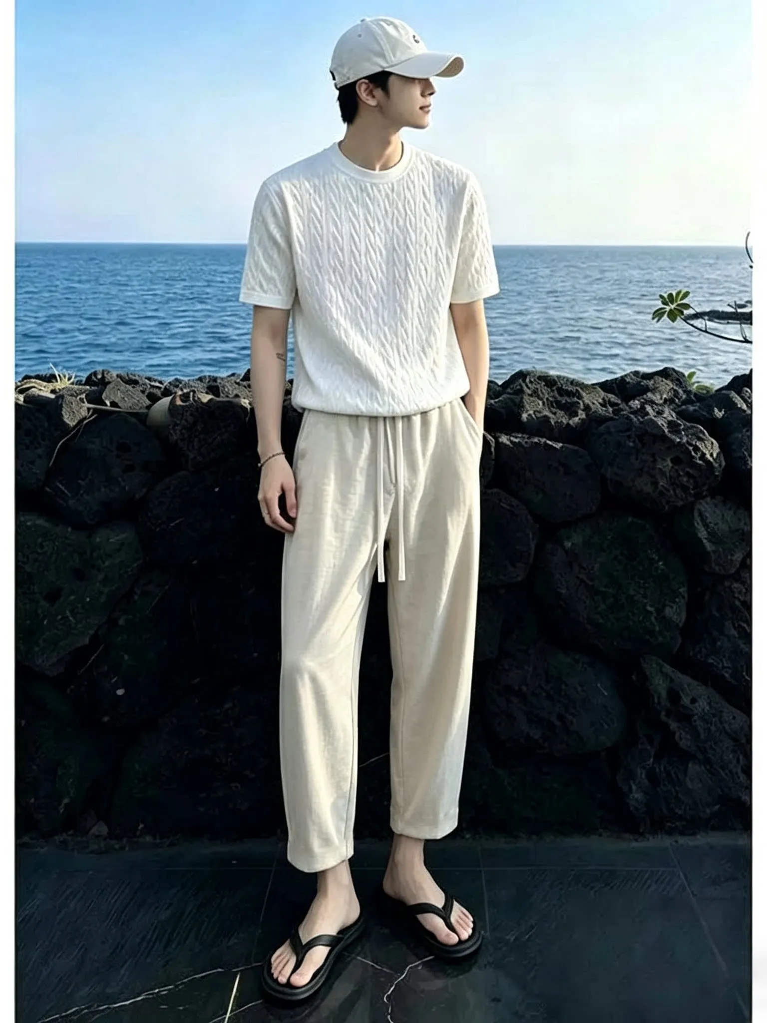 Men's Summer Casual Cotton Linen Knitted Short Sleeve T-Shirt Loose Feeling Two-Piece Set Fashionable Husband Look Long Pants
Men's Summer Casual Cotton Linen Knitted Short Sleeve T-Shirt Loose Feeling Two-Piece Set Fashionable Husband Look Long Pants