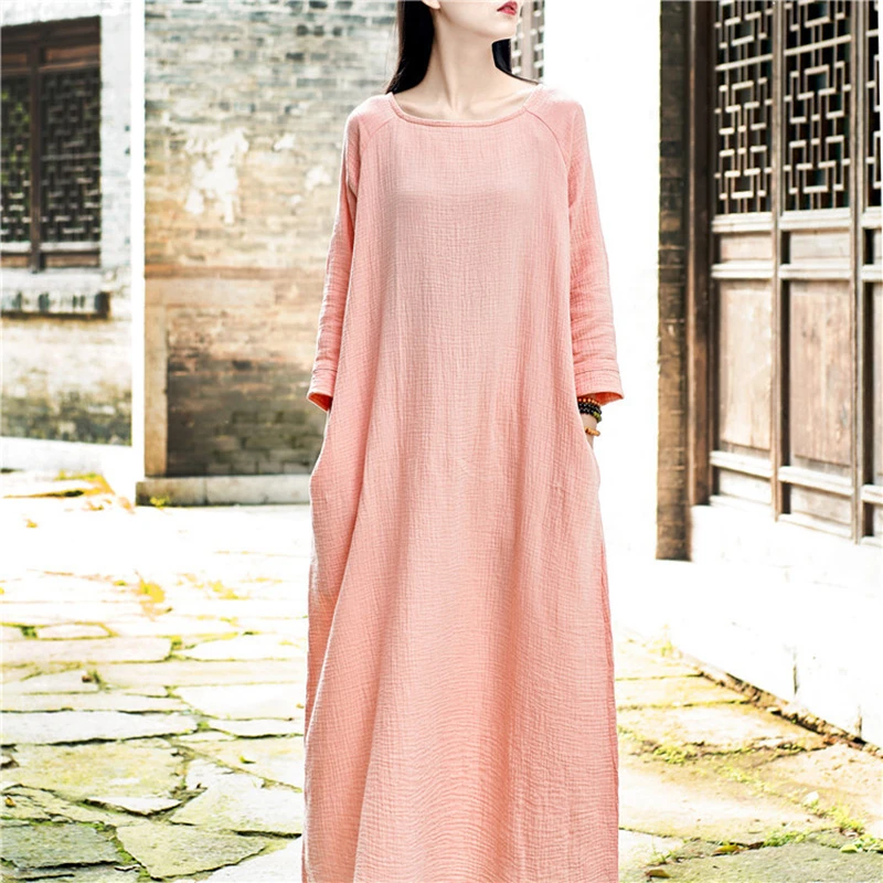 Women Cotton Linen Long Dress New 2025 Spring Vintage Style O-neck Solid Color Loose Comfortable Female Casual Dresses T527
Women Cotton Linen Long Dress New 2025 Spring Vintage Style O-neck Solid Color Loose Comfortable Female Casual Dresses T527