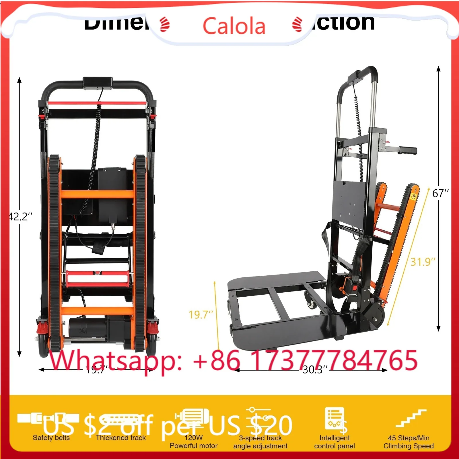 Heavy Electric Stair Climbing Hand Truck, 440lb Capacity Folding Design with Removable Extension Tray
Heavy Electric Stair Climbing Hand Truck, 440lb Capacity Folding Design with Removable Extension Tray