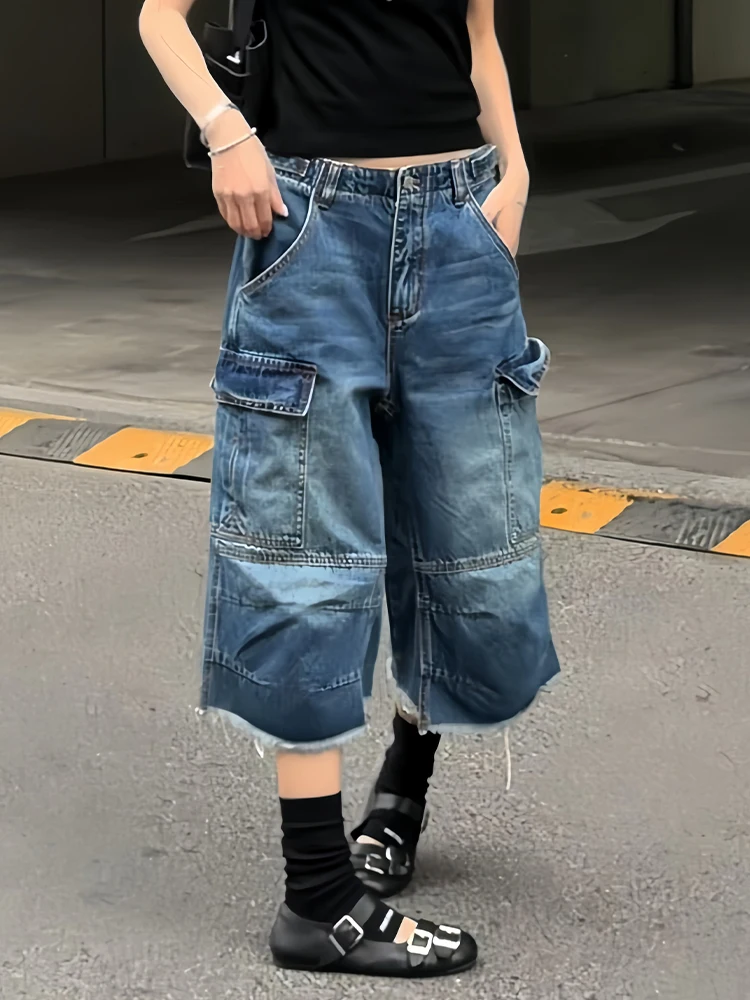 American High Street Design Multi-Pocket Work Pants Women Summer New Style Spicy Girl Loose Match Seven-Foot Jeans
American High Street Design Multi-Pocket Work Pants Women Summer New Style Spicy Girl Loose Match Seven-Foot Jeans