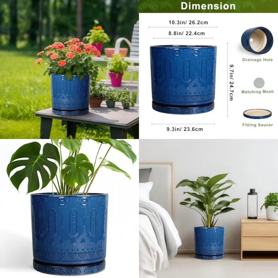 Plant Pot Ceramic Planter Outdoor Plant Pot Indoor with Drainage Holes and Saucer Large Flower Pot Round Decorative Planter for
Plant Pot Ceramic Planter Outdoor Plant Pot Indoor with Drainage Holes and Saucer Large Flower Pot Round Decorative Planter for