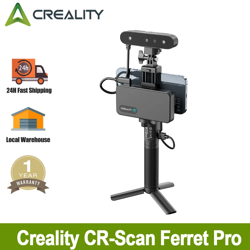 3D-сканер Creality CR-Scan Ferret Pro, ручной антивибрационный отслеживающий Wi-Fi6, 24-битное полноцветное беспроводное сканирование, точность 0,1 мм 
3D-сканер Creality CR-Scan Ferret Pro, ручной антивибрационный отслеживающий Wi-Fi6, 24-битное полноцветное беспроводное сканирование, точность 0,1 мм