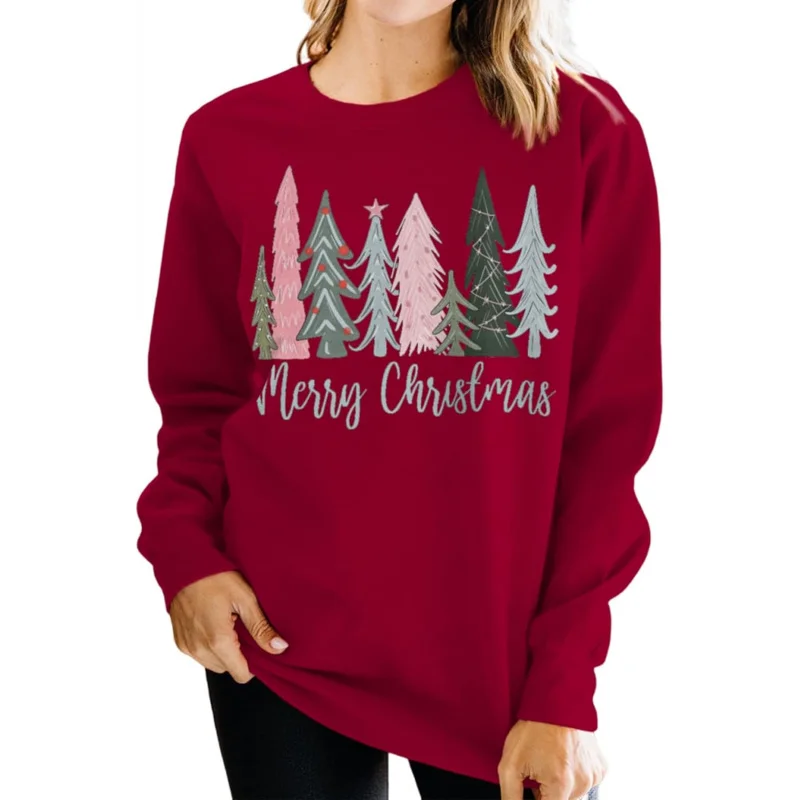 Women's Merry Christmas Sportswear Pattern Shirt Fashionable Long Sleeve Round Neck Hoodie Autumn/Winter Top Red
Women's Merry Christmas Sportswear Pattern Shirt Fashionable Long Sleeve Round Neck Hoodie Autumn/Winter Top Red