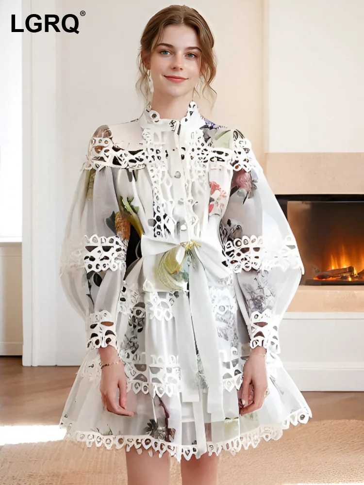 LGRQ French Women's Printing Lace Hollow Dresses Round Neck Single Breasted Long Sleeve Elegant Dress Autumn 2024 New 36A3272
LGRQ French Women's Printing Lace Hollow Dresses Round Neck Single Breasted Long Sleeve Elegant Dress Autumn 2024 New 36A3272