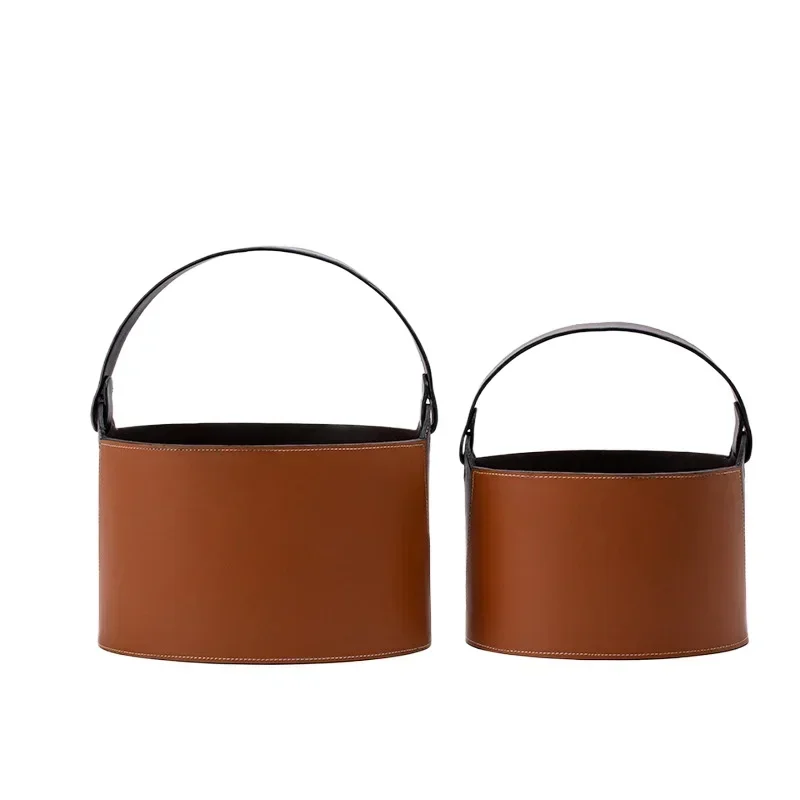 Modern, high-end texture, leather basket storage, designer, home creative storage combination
Modern, high-end texture, leather basket storage, designer, home creative storage combination