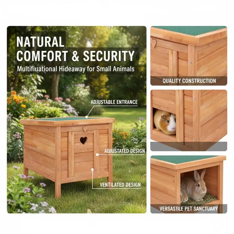 Wooden Rabbit Hutch Outdoor, Guinea Pig Hutch, Rabbit Hideaway, Cat House, Bunny Cage Small Animal House 51 x 42 x 43 cm, Natural
Wooden Rabbit Hutch Outdoor, Guinea Pig Hutch, Rabbit Hideaway, Cat House, Bunny Cage Small Animal House 51 x 42 x 43 cm, Natural