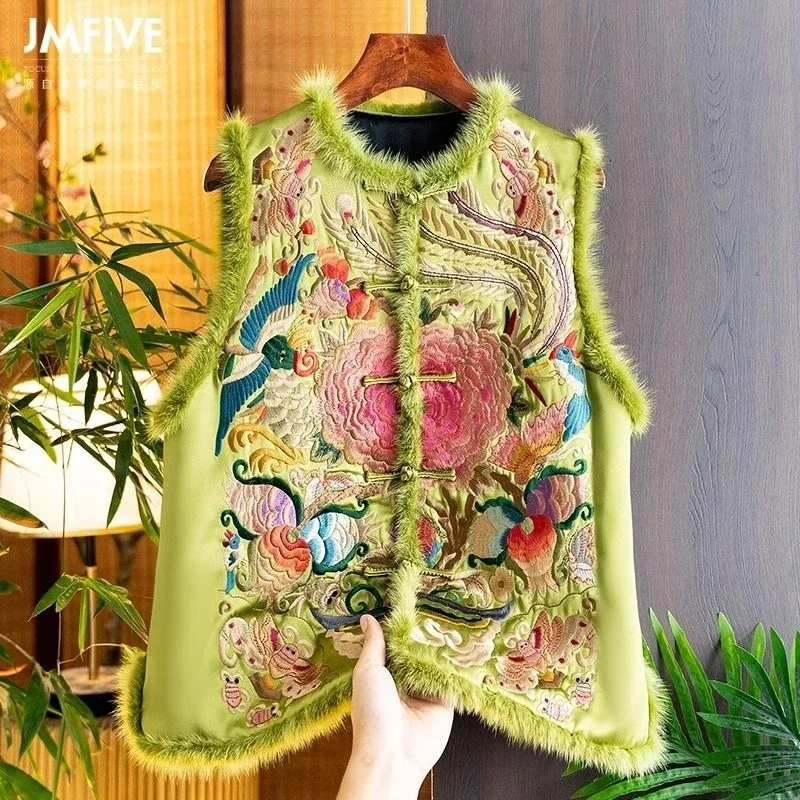 Retro Satin Acetic Acid Cotton Vest Women Winter New Chinese Heavy Industry Embroidered Cotton Vest Jacket Vintage Clothing
Retro Satin Acetic Acid Cotton Vest Women Winter New Chinese Heavy Industry Embroidered Cotton Vest Jacket Vintage Clothing