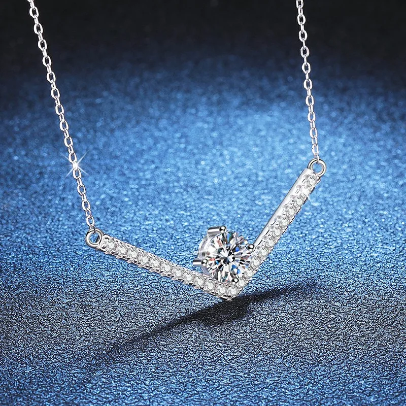 Ожерелье с подвеской в форме буквы S925 из стерлингового серебра 925 пробы, 1 карат D, цвет, муассанит, полный бриллиант, элегантная цепочка на ключицу 
Ожерелье с подвеской в форме буквы S925 из стерлингового серебра 925 пробы, 1 карат D, цвет, муассанит, полный бриллиант, элегантная цепочка на ключицу