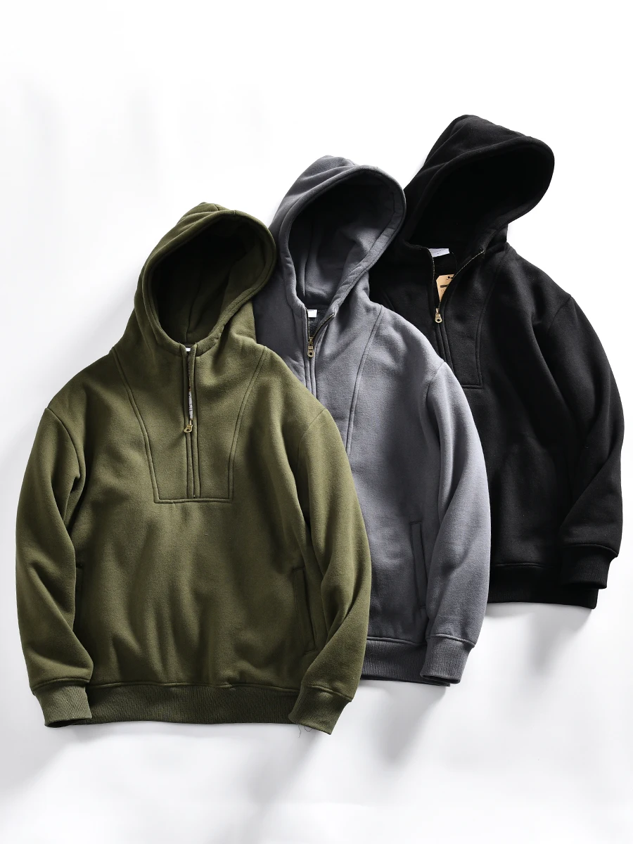 Thickened Fleece Hooded Sweatshirt Men's Half Zipper Color Warm Overhead Hoodie Youth Fashion Winter Basic Style Cotton...
Thickened Fleece Hooded Sweatshirt Men's Half Zipper Color Warm Overhead Hoodie Youth Fashion Winter Basic Style Cotton...